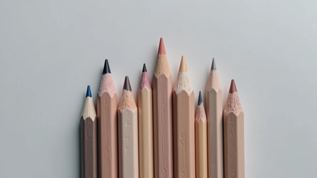 Diverse matite per disegno allineate per durezza: HB, 2B, 4B, 6B su sfondo grigio neutro